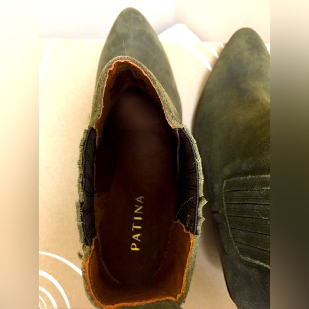 Olive Suede Chelsea Ankle Boots - Women's 7.5 - Picture 7 of 14